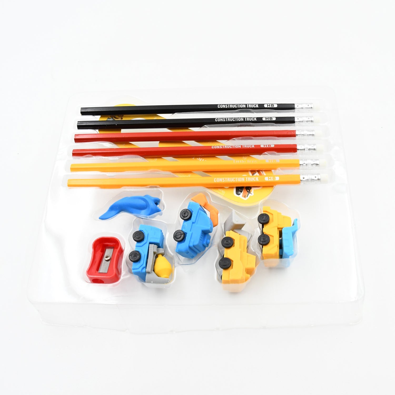 4547 Pencil and Eraser Set, Construction Truck Theme Stationery Kit Includes 6 Pencils, 4 Erasers, 1 Sharpener, 1 Ruler Bookmark, 1 Pencil Cap Stationary For Birthday Gifts for Kids, Birthday Return Gifts (13 Pc set) 4547 Pencil and Eraser Set, Construction Truck Theme Stationery Kit Includes 6 Pencils, 4 Erasers, 1 Sharpener, 1 Ruler Bookmark, 1 Pencil Cap Stationary For Birthday Gifts for Kids, Birthday Return Gifts (13 Pc set)